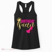 Cute Funny Birthday Queen Gift Girly Pink Shoe Crown Wo Birthday Women's Tank Top thumb 0