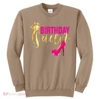 Cute Funny Birthday Queen Gift Girly Pink Shoe Crown Wo Birthday Sweatshirt thumb 0