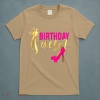 Cute Funny Birthday Queen Gift Girly Pink Shoe Crown Wo Birthday T-Shirt thumb 5