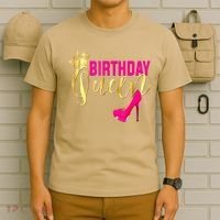 Cute Funny Birthday Queen Gift Girly Pink Shoe Crown Wo Birthday T-Shirt thumb 6