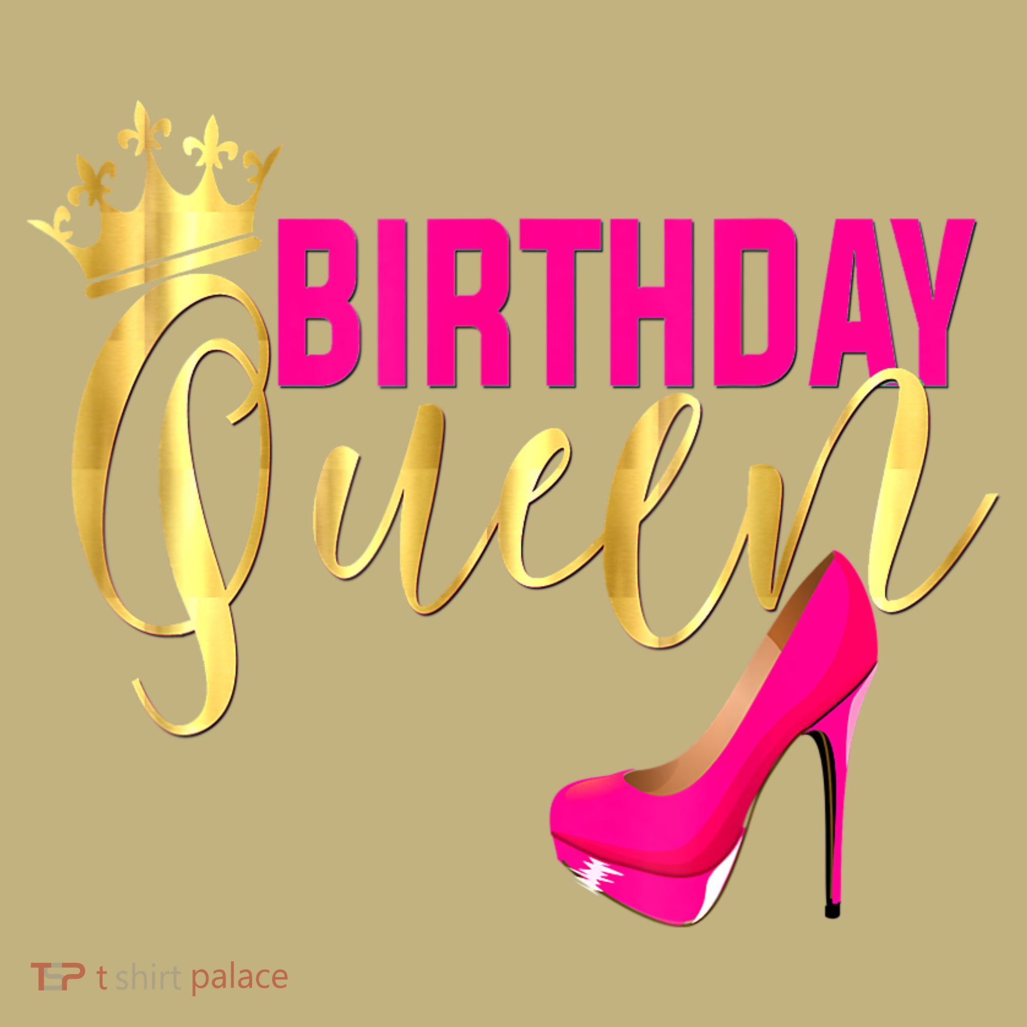 Cute Funny Birthday Queen Gift Girly Pink Shoe Crown Wo Birthday Polo