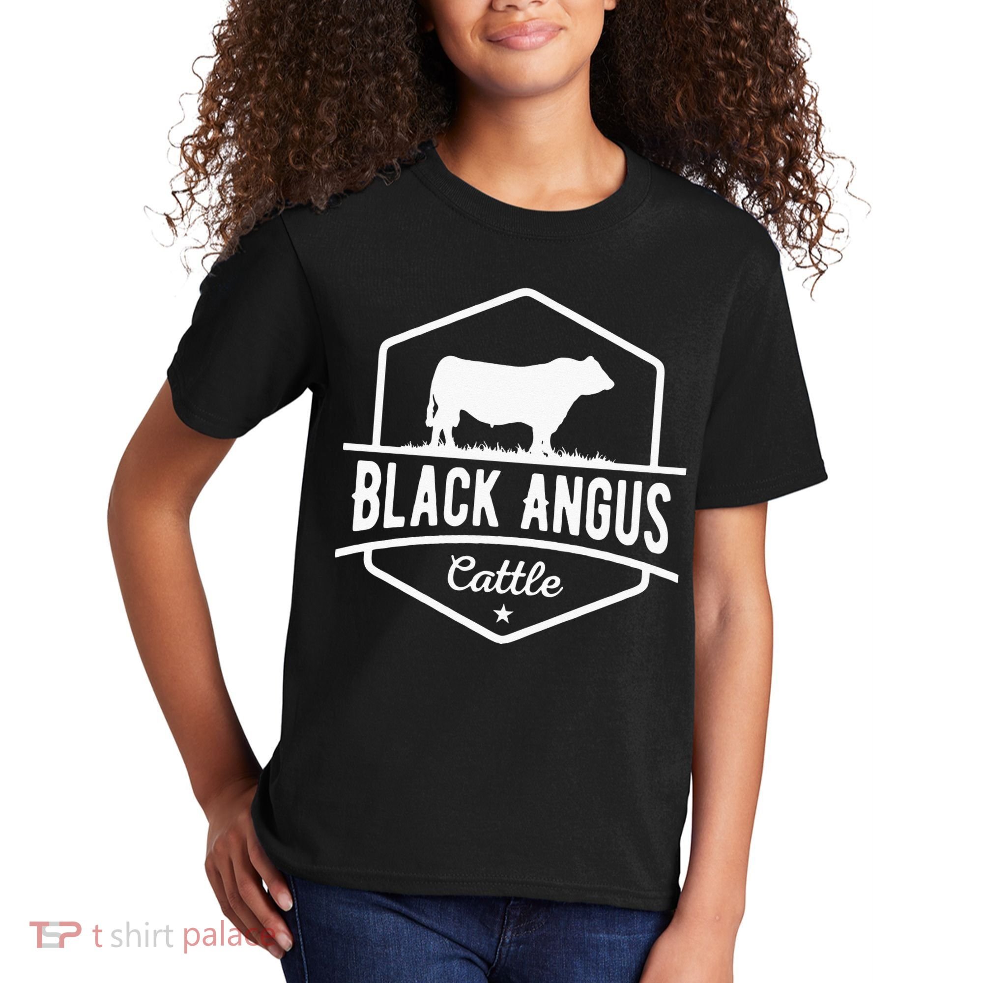 Cow Farmer Black Angus Cattle Kids T-Shirt