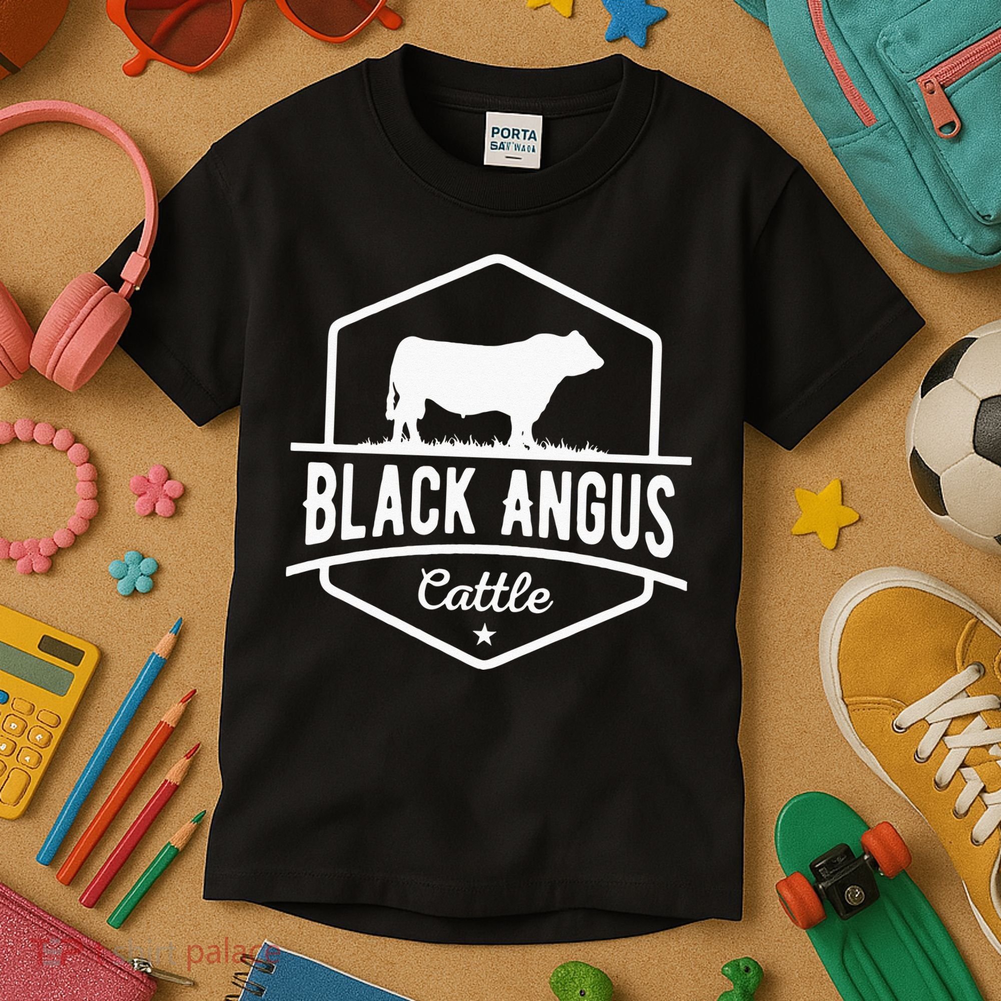 Cow Farmer Black Angus Cattle Kids T-Shirt