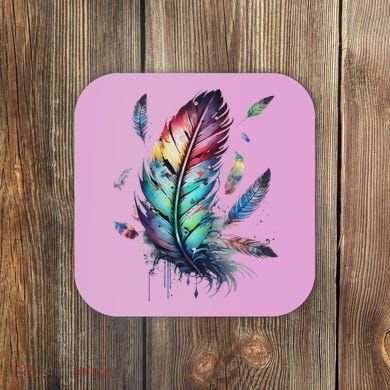 Colorful Feathers Boho Style, Bird, Native Americans, Symbol Coaster