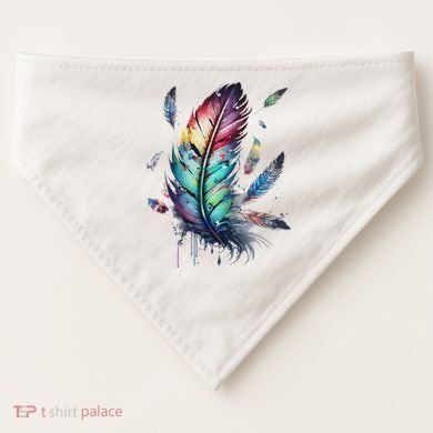 Colorful Feathers Boho Style, Bird, Native Americans, Symbol USA-Made Doggie Bandana