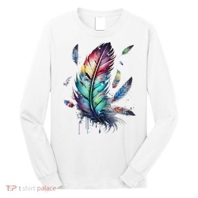 Colorful Feathers Boho Style, Bird, Native Americans, Symbol Long Sleeve Shirt
