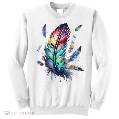 Colorful Feathers Boho Style, Bird, Native Americans, Symbol Sweatshirt