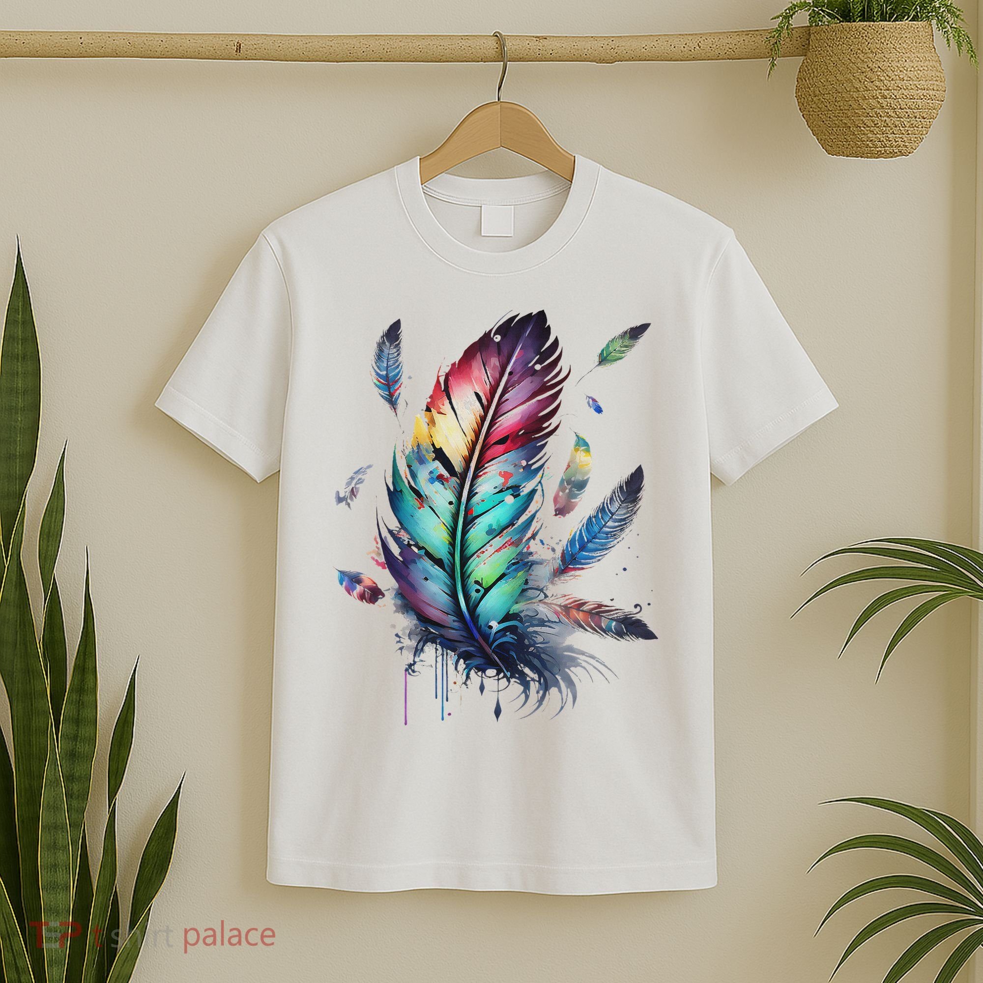 Colorful Feathers Boho Style, Bird, Native Americans, Symbol T-Shirt