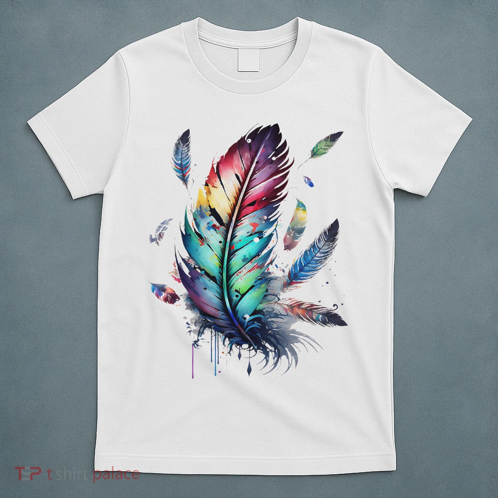 Colorful Feathers Boho Style, Bird, Native Americans, Symbol T-Shirt