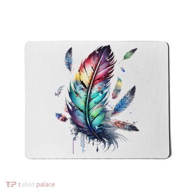 Colorful Feathers Boho Style, Bird, Native Americans, Symbol Mousepad