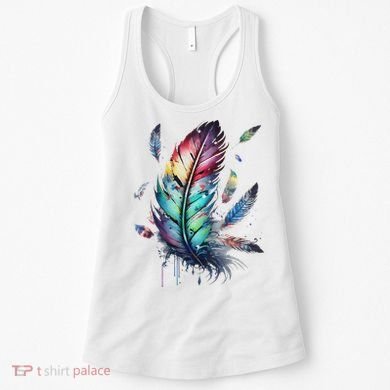 Colorful Feathers Boho Style, Bird, Native Americans, Symbol Women's Tank Top
