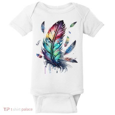 Colorful Feathers Boho Style, Bird, Native Americans, Symbol Baby Bodysuit