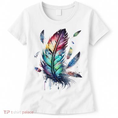 Colorful Feathers Boho Style, Bird, Native Americans, Symbol Women's T-Shirt
