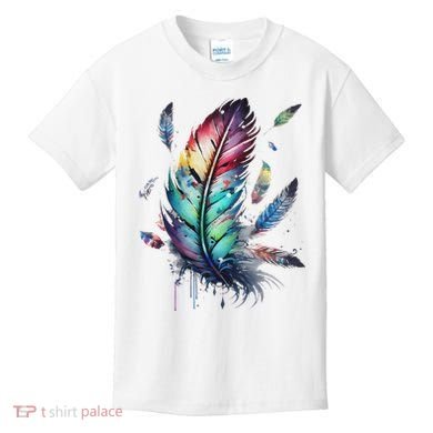 Colorful Feathers Boho Style, Bird, Native Americans, Symbol Kids T-Shirt