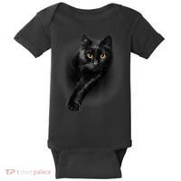 Cute Funny Black Cat Yellow Eyes T Cats Baby Bodysuit thumb 0