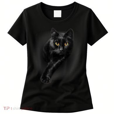 Cute Funny Black Cat Yellow Eyes T Cats Women's T-Shirt