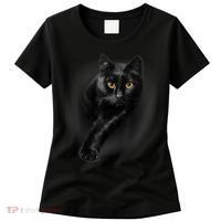 Cute Funny Black Cat Yellow Eyes T Cats Women's T-Shirt thumb 0