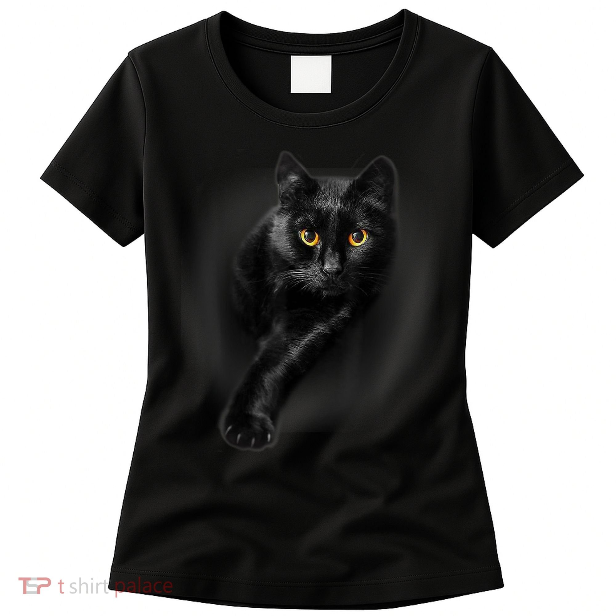 Cute Funny Black Cat Yellow Eyes T Cats Women's T-Shirt
