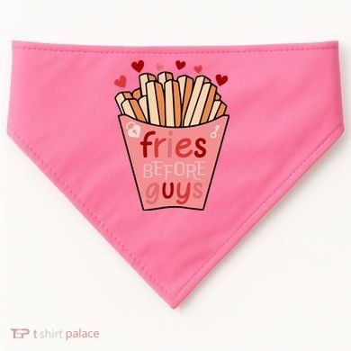 Cute Fries Before Guys Valentine's Day Gift USA-Made Doggie Bandana