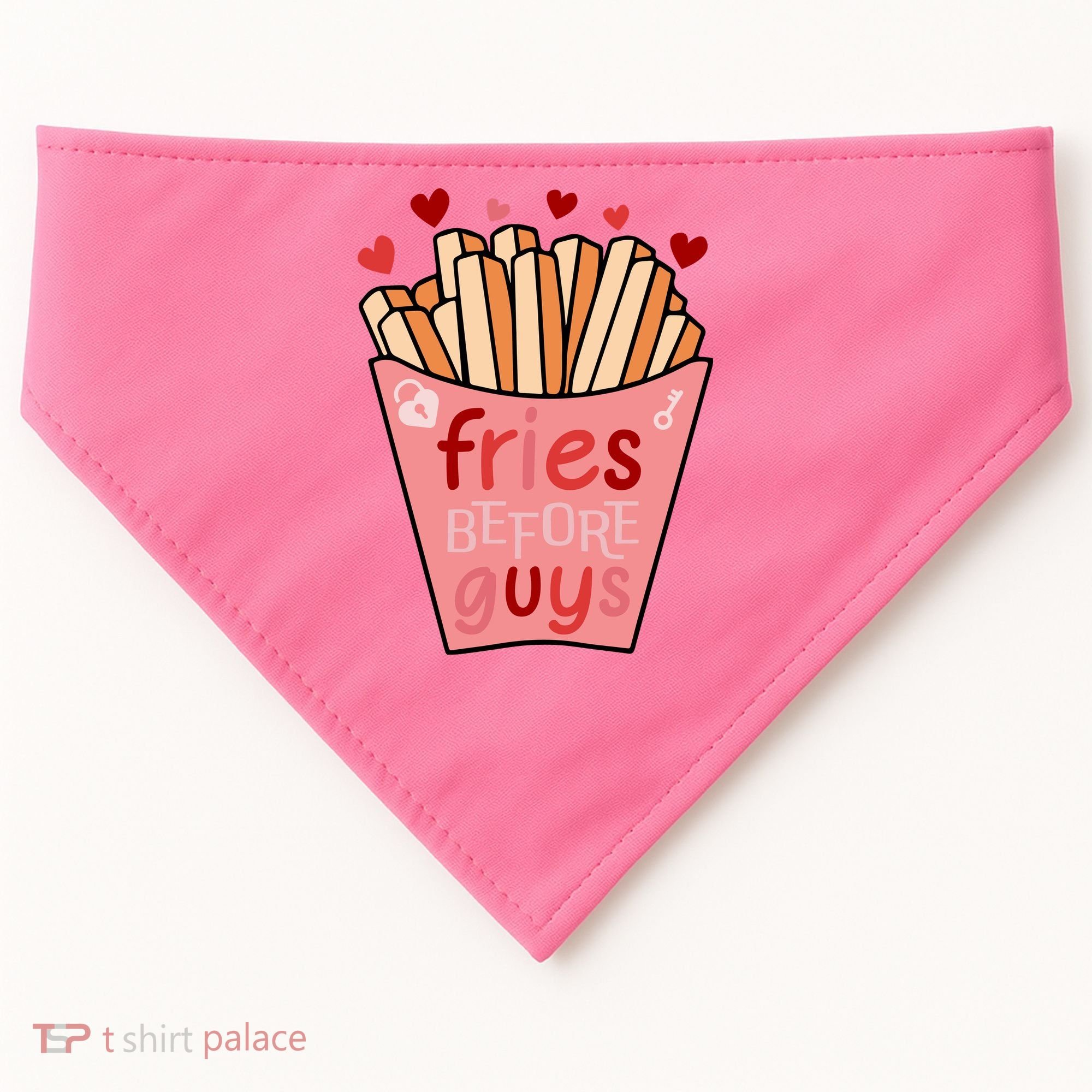 Cute Fries Before Guys Valentine's Day Gift USA-Made Doggie Bandana