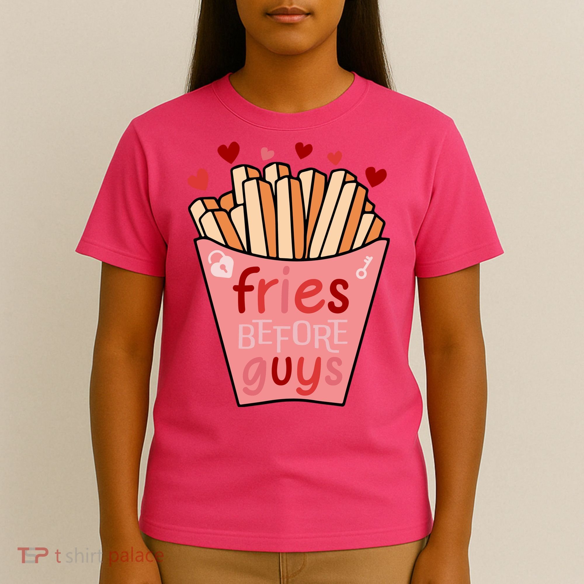 Cute Fries Before Guys Valentine's Day Gift T-Shirt