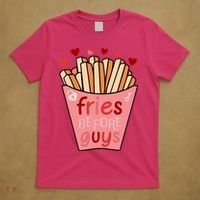 Cute Fries Before Guys Valentine's Day Gift T-Shirt thumb 5