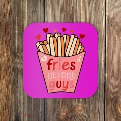 Cute Fries Before Guys Valentine's Day Gift Coaster