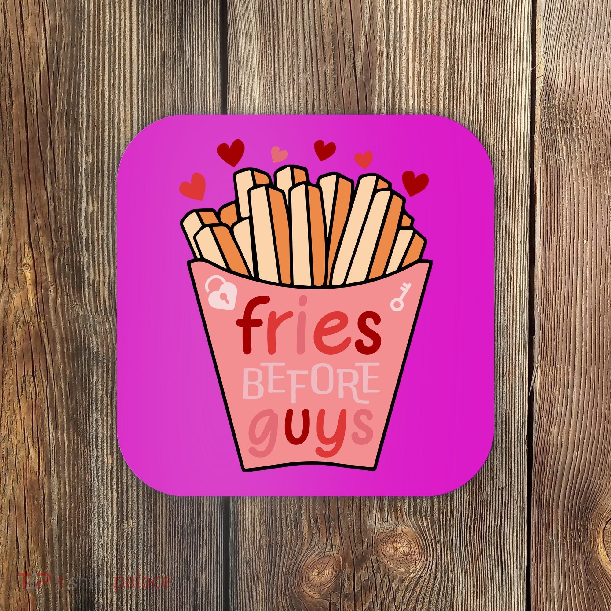 Cute Fries Before Guys Valentine's Day Gift Coaster
