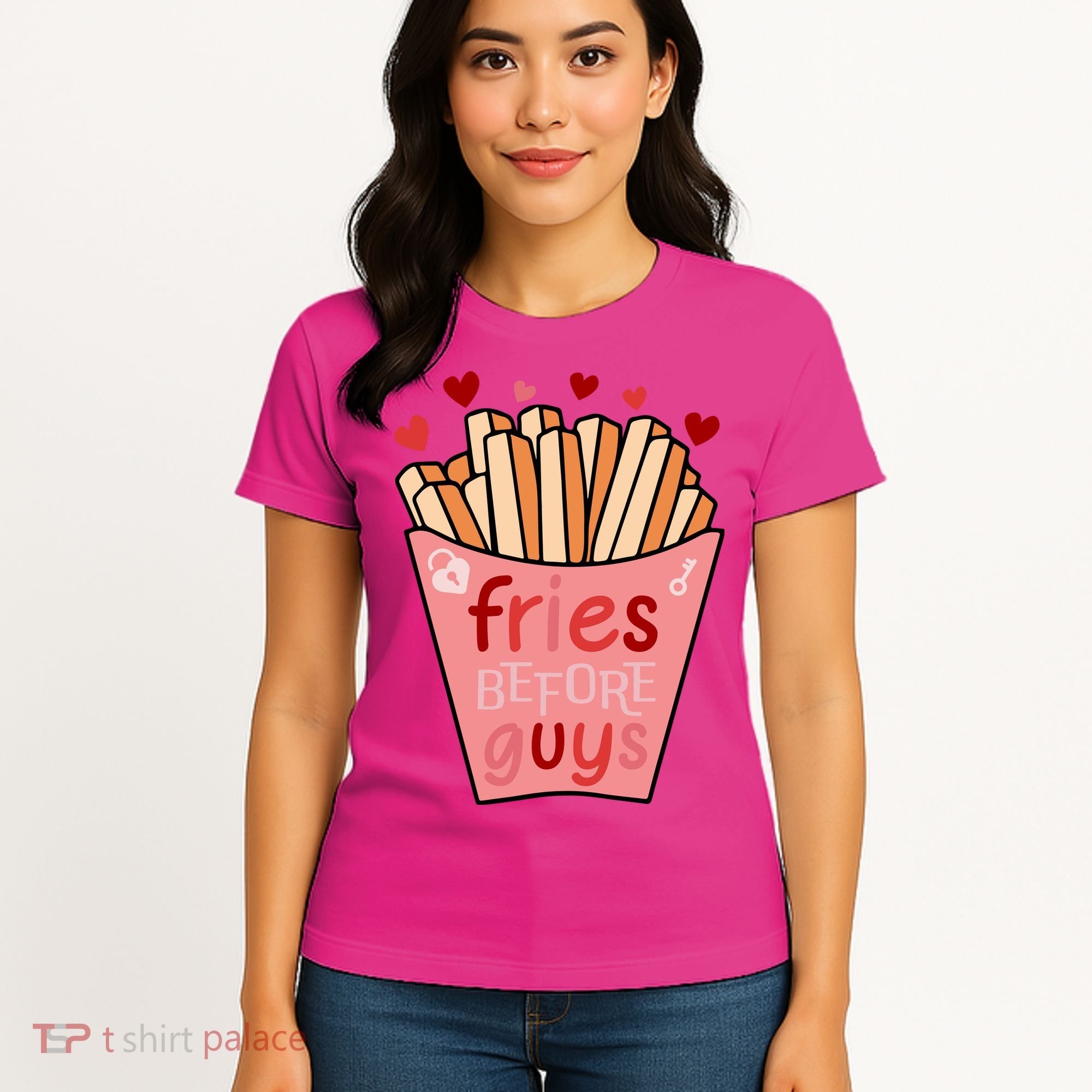 Cute Fries Before Guys Valentine's Day Gift Women's T-Shirt