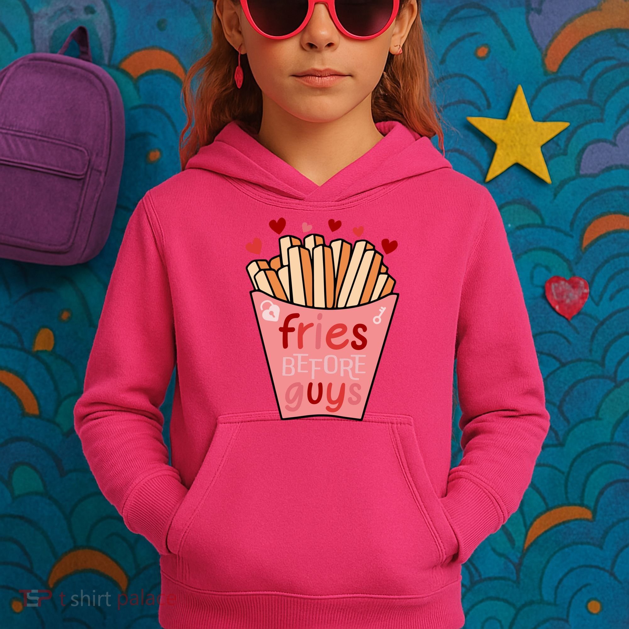 Cute Fries Before Guys Valentine's Day Gift Kids Hoodie