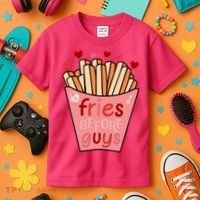 Cute Fries Before Guys Valentine's Day Gift Kids T-Shirt thumb 3