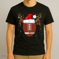 Christmas Football Ball Santa Hat Reindeer Xmas Lights Gifts TShirt T-Shirt thumb 3