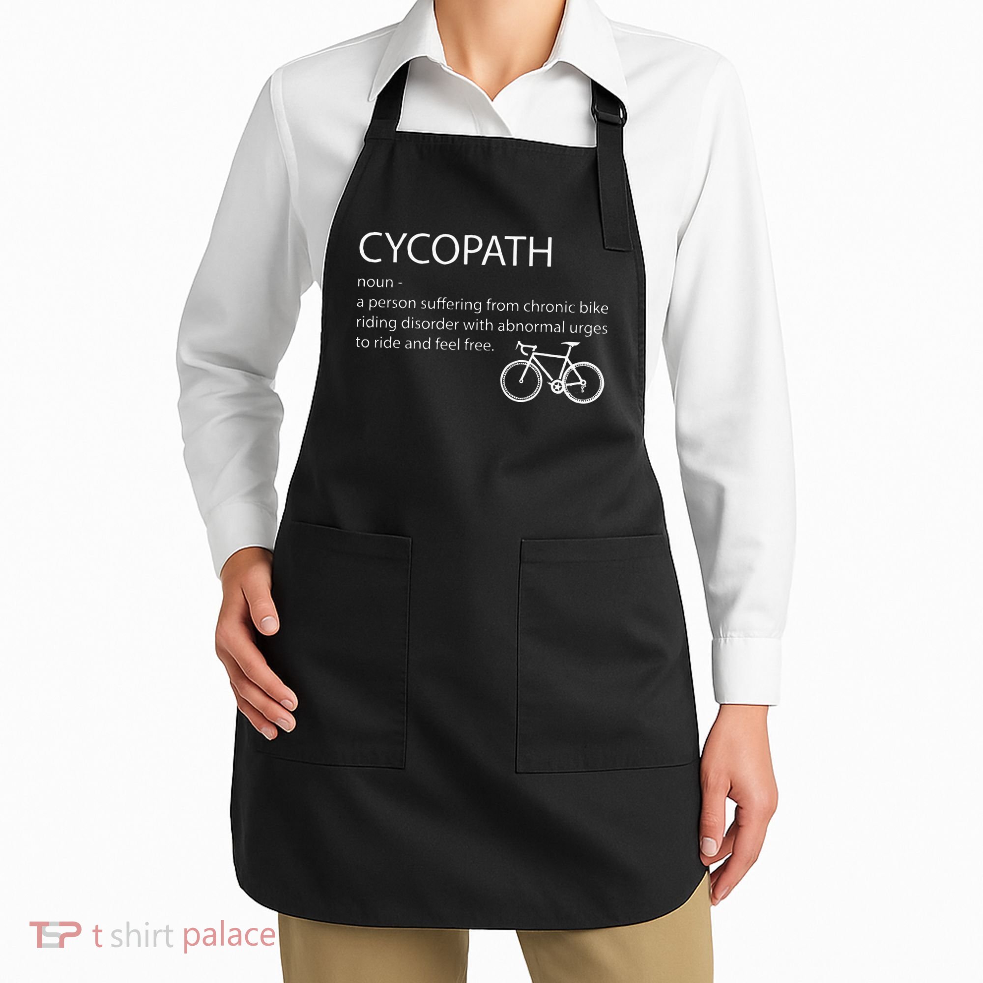 Cycopath Funny Bike Cycle Cyclist Pun Quote Humor Apron