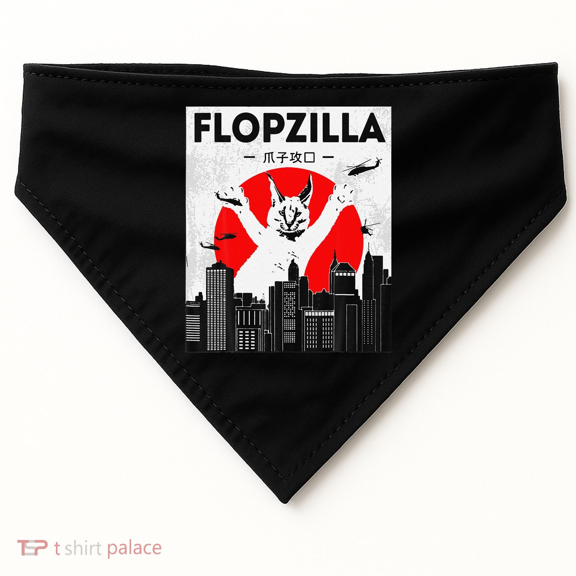 Catzilla Funny Big Floppa Meme Flopzilla Caracal Cat Lover USA-Made Doggie Bandana