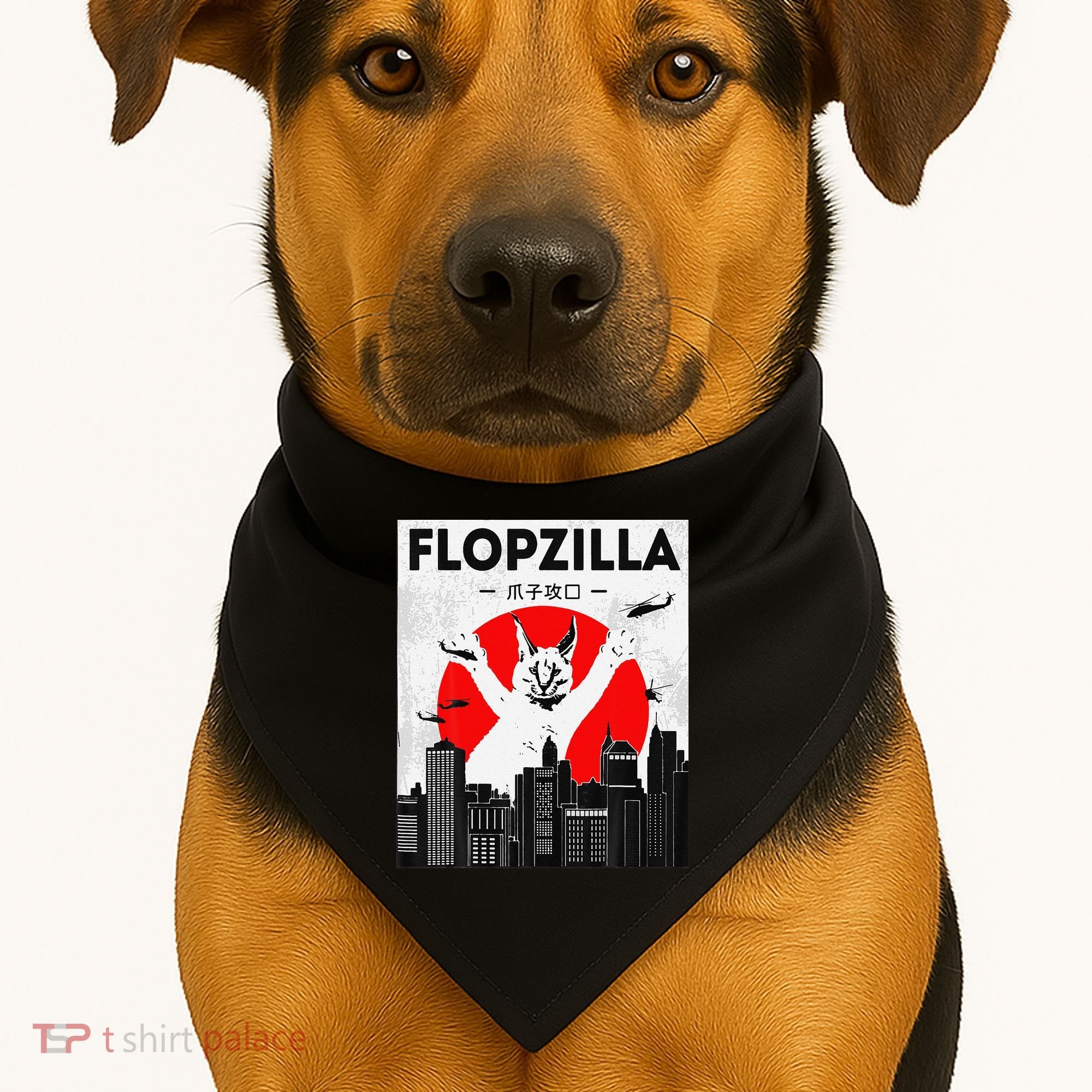 Catzilla Funny Big Floppa Meme Flopzilla Caracal Cat Lover USA-Made Doggie Bandana
