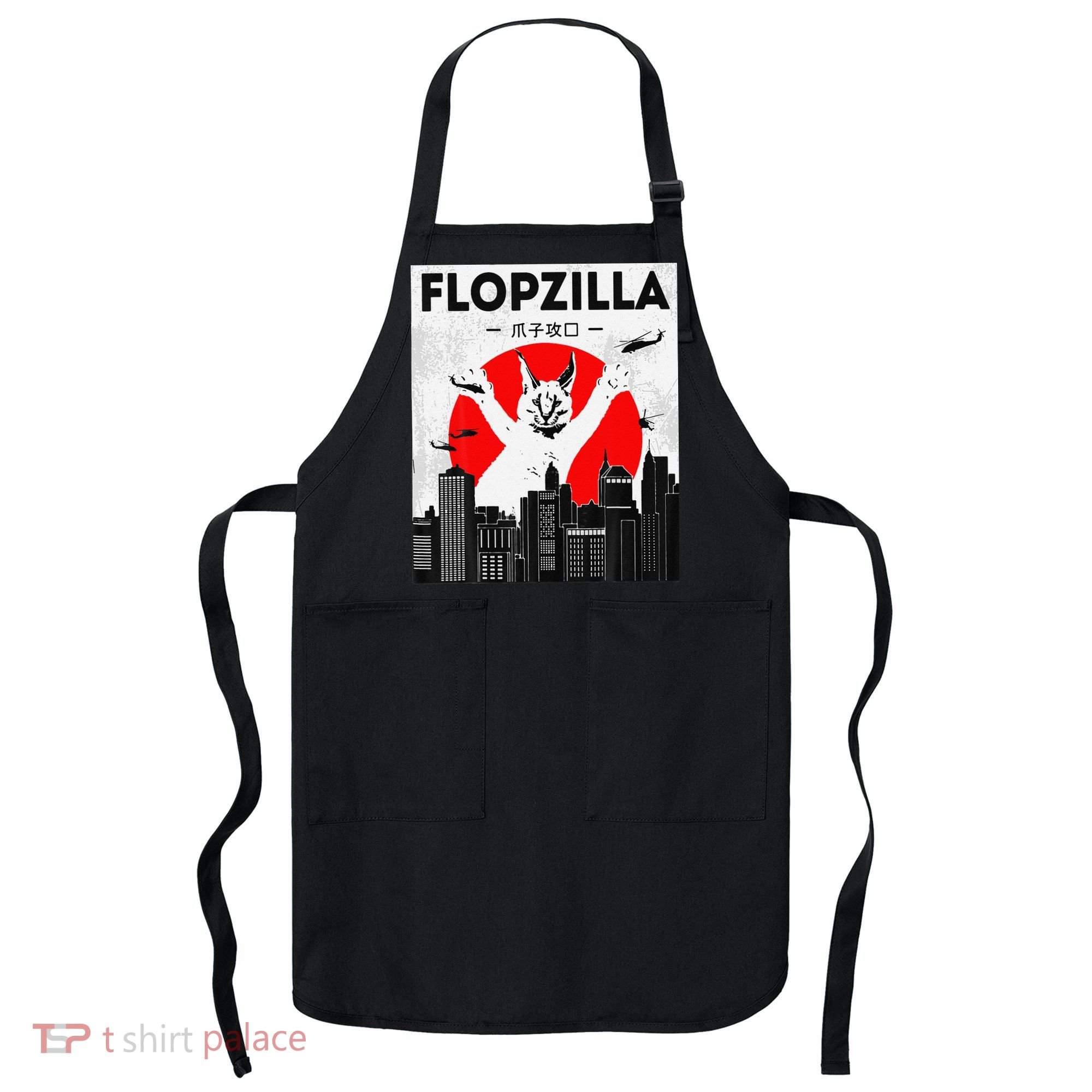 Catzilla Funny Big Floppa Meme Flopzilla Caracal Cat Lover Apron
