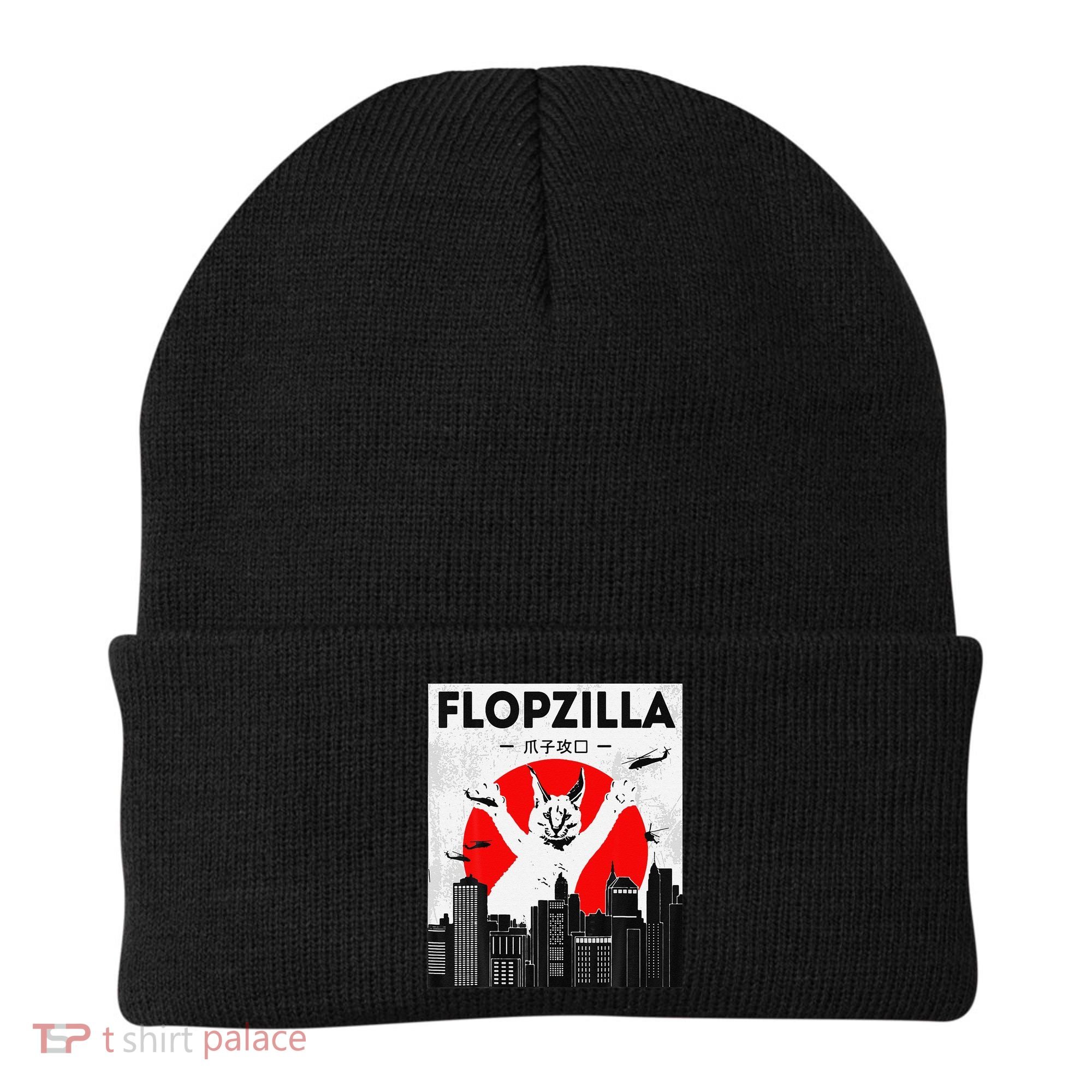 Catzilla Funny Big Floppa Meme Flopzilla Caracal Cat Lover Beanie