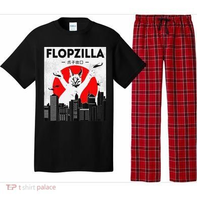 Catzilla Funny Big Floppa Meme Flopzilla Caracal Cat Lover Pajama Set