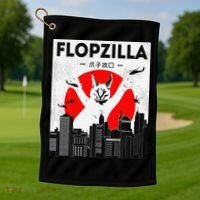 Catzilla Funny Big Floppa Meme Flopzilla Caracal Cat Lover Golf Towel thumb 1