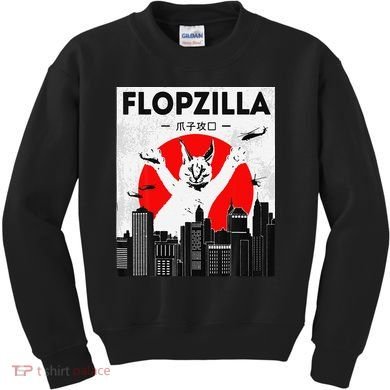 Catzilla Funny Big Floppa Meme Flopzilla Caracal Cat Lover Kids Sweatshirt