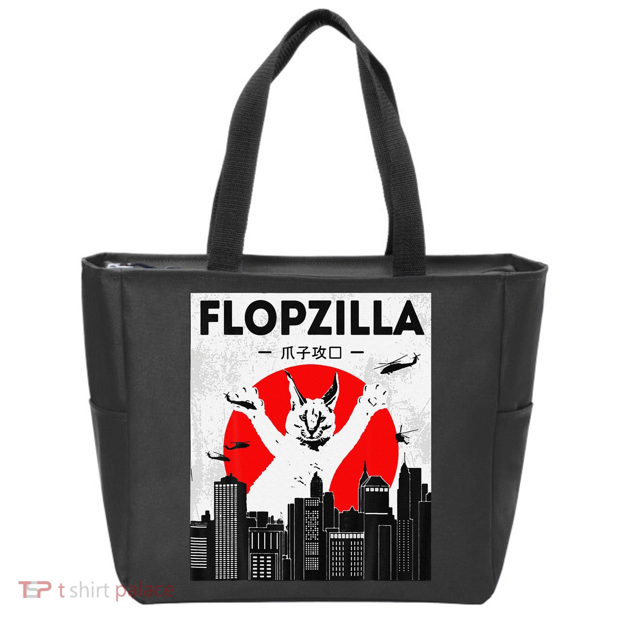 Catzilla Funny Big Floppa Meme Flopzilla Caracal Cat Lover Tote Bag