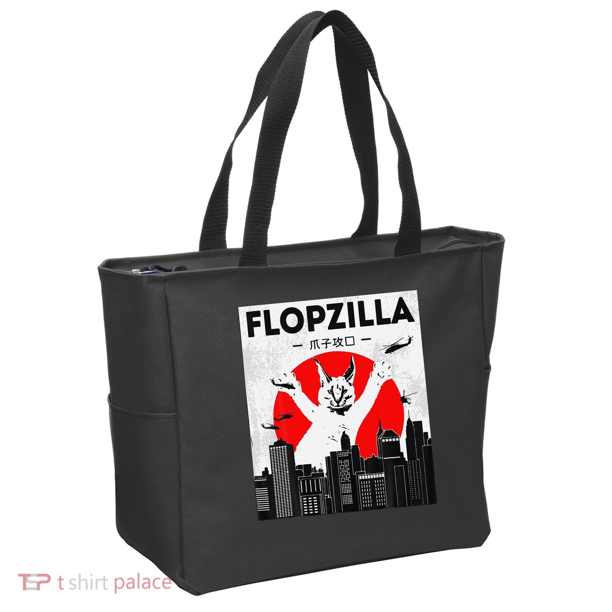 Catzilla Funny Big Floppa Meme Flopzilla Caracal Cat Lover Tote Bag