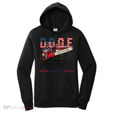 Chainsaw For Bureaucracy Funny D.O.G.E Vintage Usa Flag Women's Hoodie