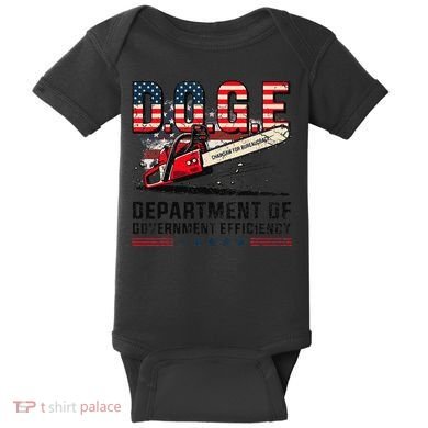 Chainsaw For Bureaucracy Funny D.O.G.E Vintage Usa Flag Baby Bodysuit