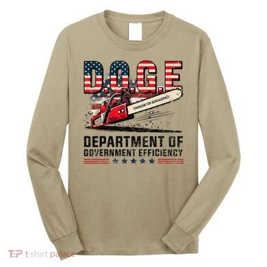 Chainsaw For Bureaucracy Funny D.O.G.E Vintage Usa Flag Long Sleeve Shirt