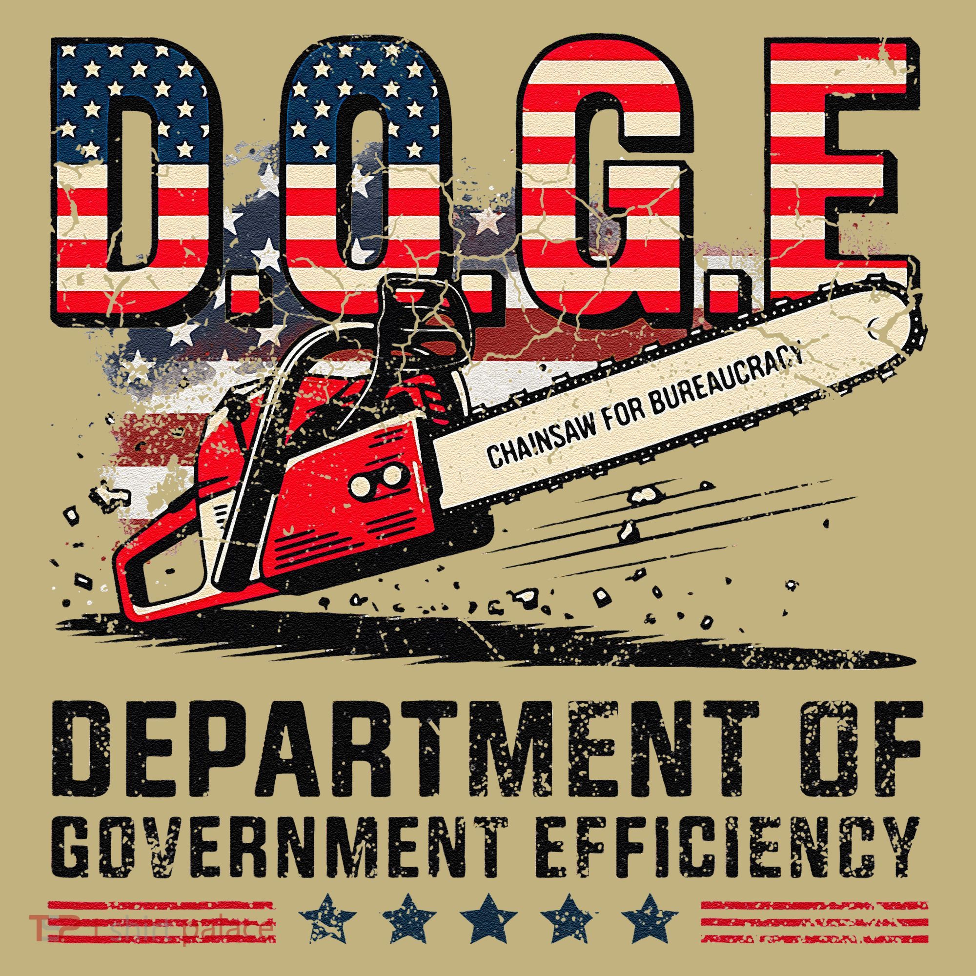Chainsaw For Bureaucracy Funny D.O.G.E Vintage Usa Flag T-Shirt