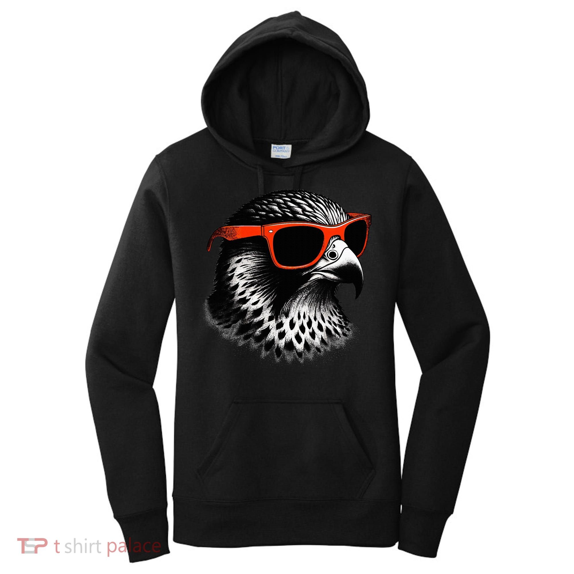 Cool Falcon Bird Wearing Sunglasses Graphic Art Women's Hoodie