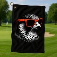 Cool Falcon Bird Wearing Sunglasses Graphic Art Golf Towel thumb 1