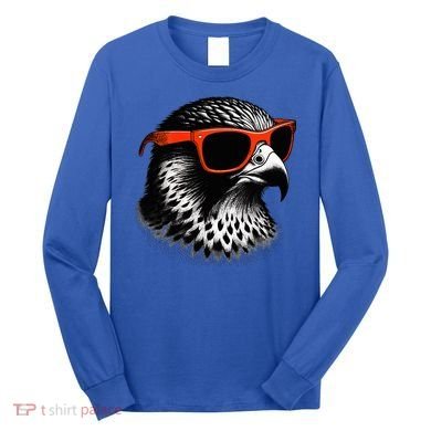 Cool Falcon Bird Wearing Sunglasses Graphic Art Long Sleeve Shirt