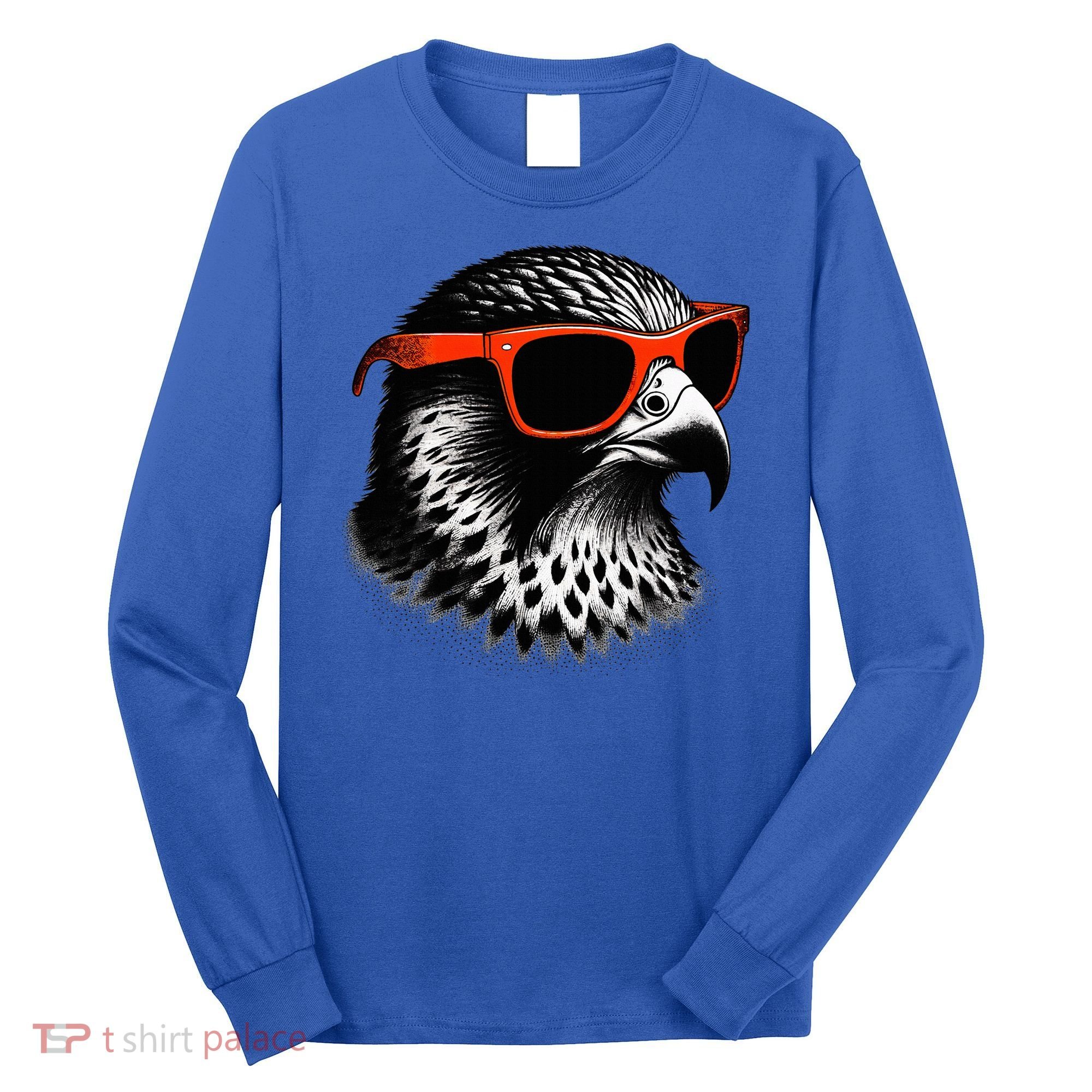 Cool Falcon Bird Wearing Sunglasses Graphic Art Long Sleeve Shirt